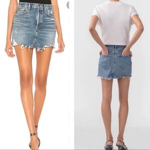 AGOLDE QUINN HI RISE MINI SKIRT IN RANSOM RAW CUT HEM 27